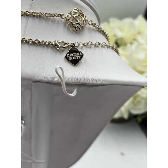 Kendra Scott “Devalyn" Puff Logo Medallion Gold Plated Long Station Necklace - Picture 12 of 12